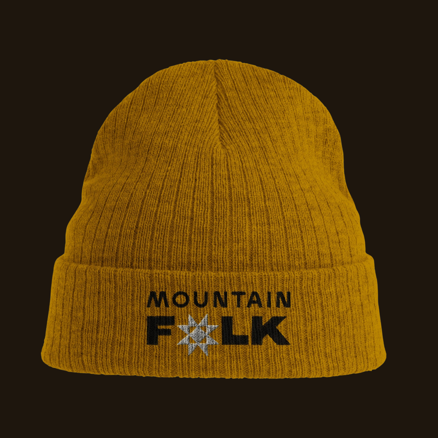 Mustard Yellow Mountain FOLK Beanie