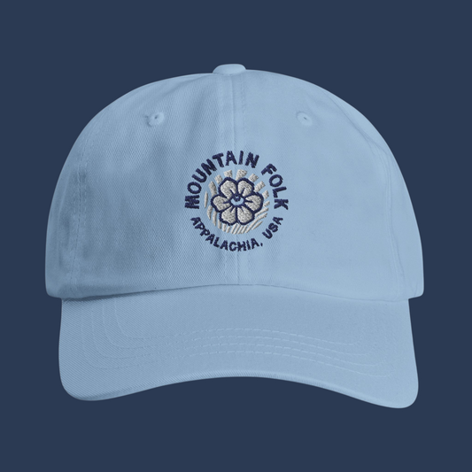 Mountain FOLK Light Blue Flower Embroidered Cap