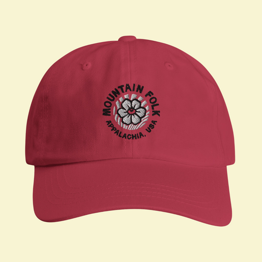 Mountain FOLK Cranberry Flower Embroidered Cap
