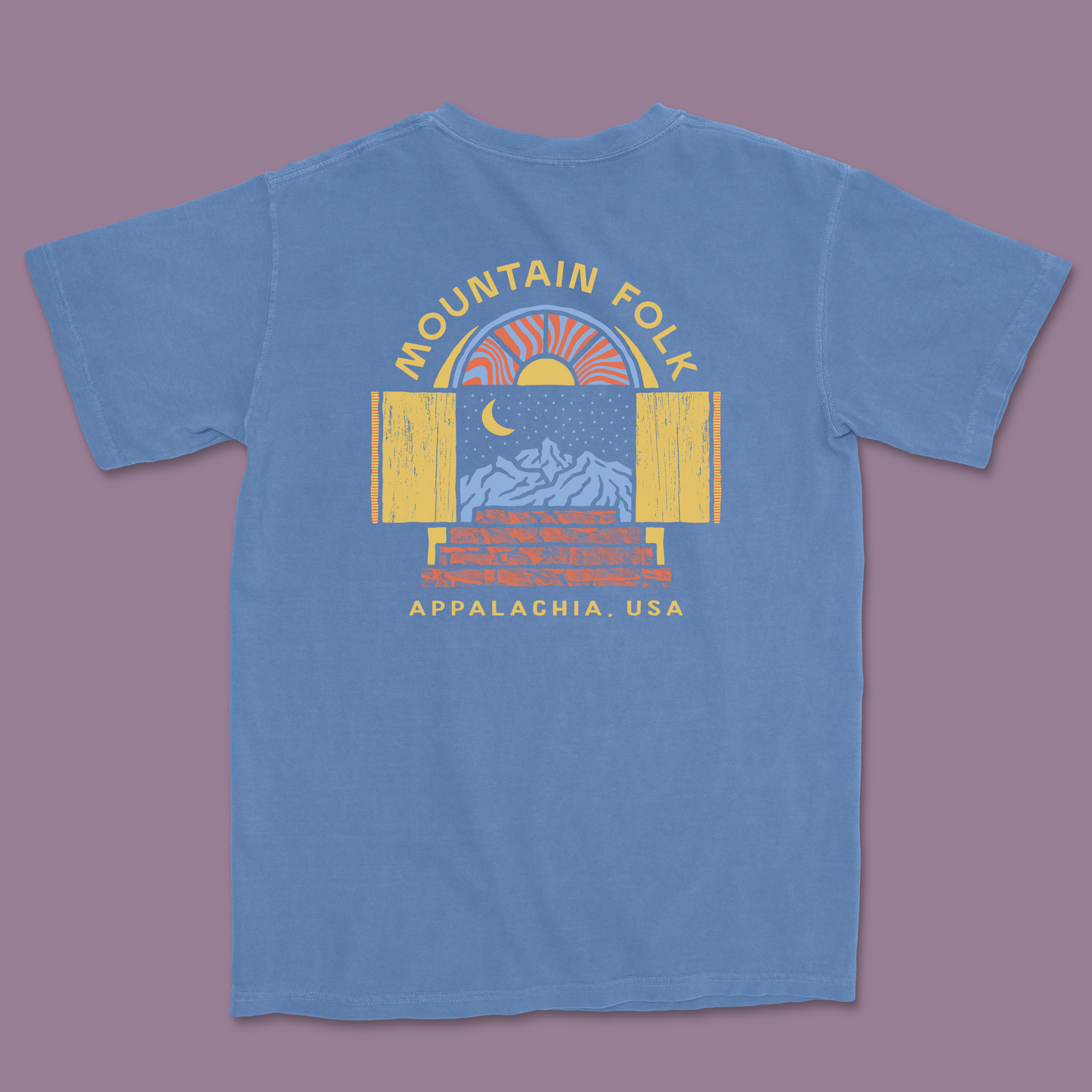 Mountain FOLK Blue Starry Night T-Shirt