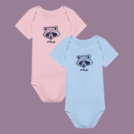 FOLK Embroidered Raccoon Baby Bodysuit