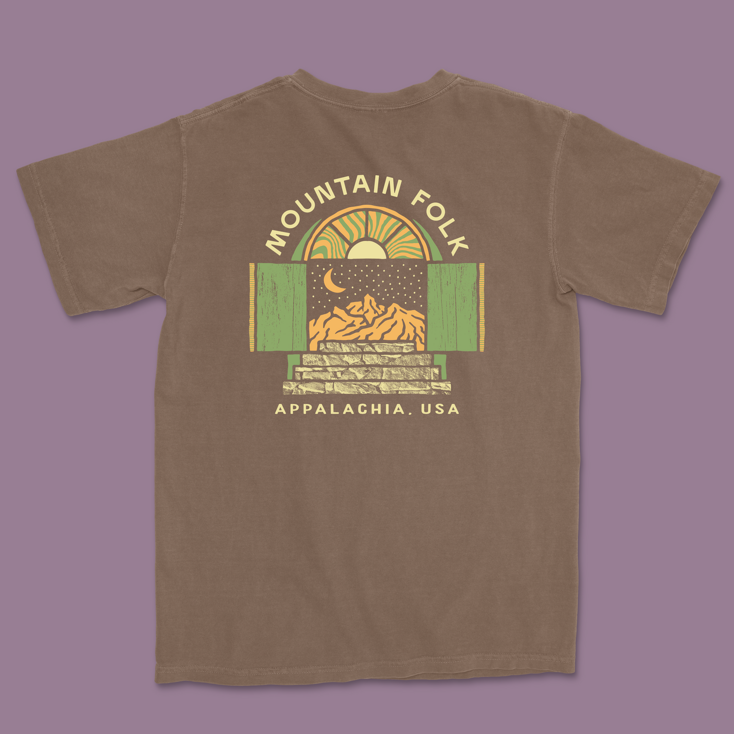 Mountain FOLK Brown Starry Night T-Shirt